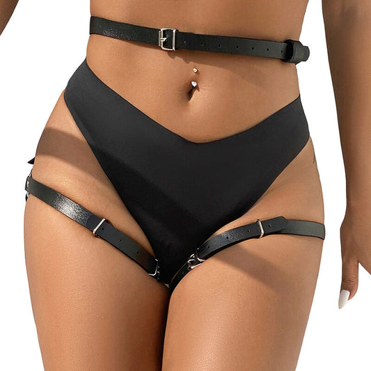 SUBBLIME - ARNÉS DE PIEL PARA CINTURA Y PIERNAS, NEGRO, TALLA ÚNICA