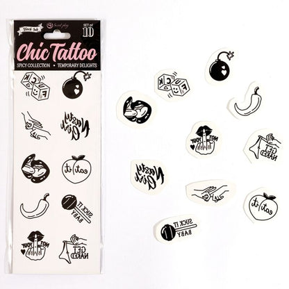 SECRET PLAY - SET DE 10 TATUAJES TEMPORALES COLECCIÓN SPICY