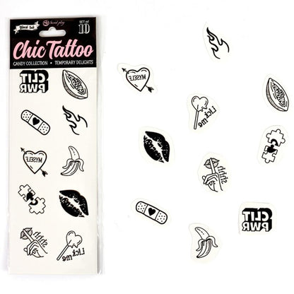 SECRET PLAY - SET DE 10 TATUAJES TEMPORALES DE LA COLECCIÓN CANDY