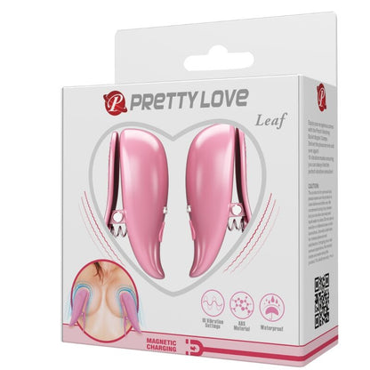 PRETTY LOVE - PINZAS VIBRATORIAS PARA PEZONES LEAF ROSA