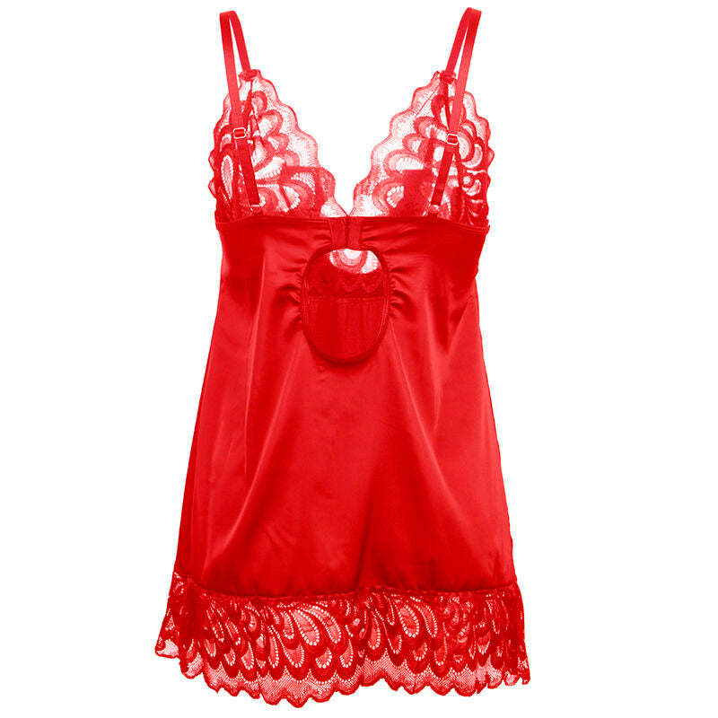 SUBBLIME - BABYDOLL DE SATÉN CON ENCAJE ROJO S/M