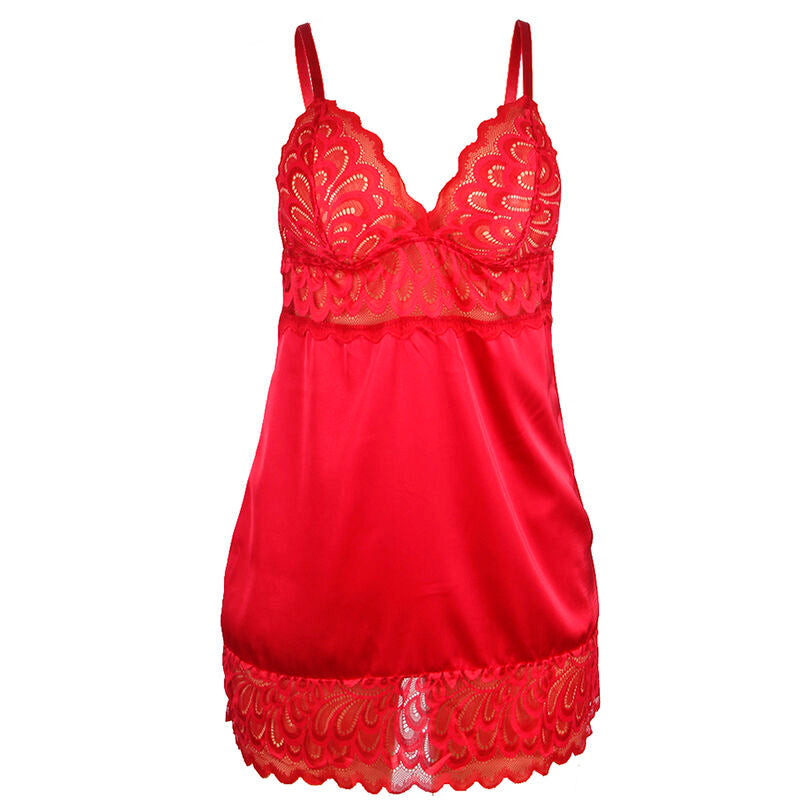 SUBBLIME - BABYDOLL DE SATÉN CON ENCAJE ROJO S/M