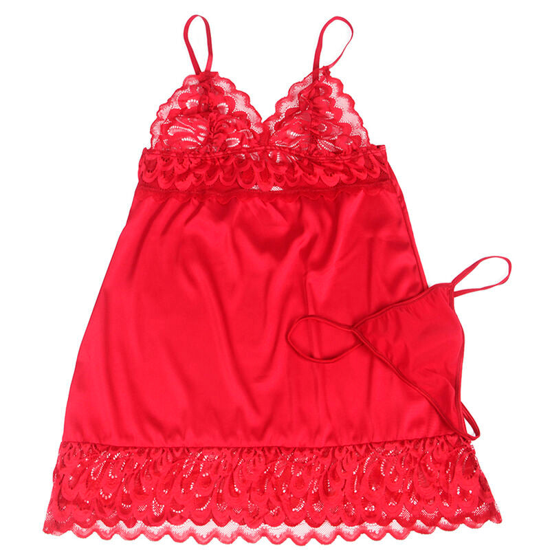 SUBBLIME - BABYDOLL DE SATÉN CON ENCAJE ROJO S/M