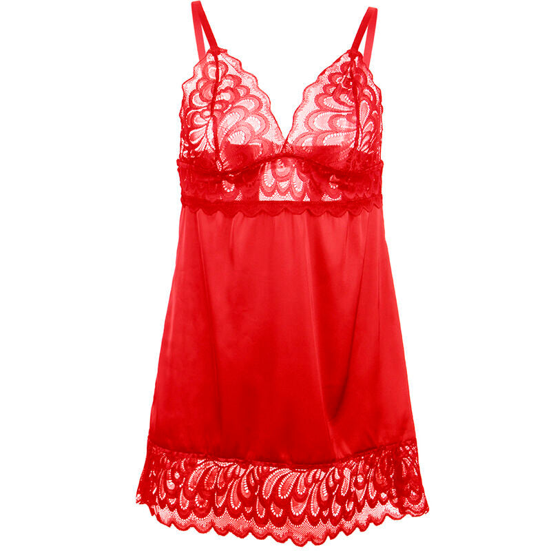 SUBBLIME - BABYDOLL DE SATÉN CON ENCAJE ROJO S/M