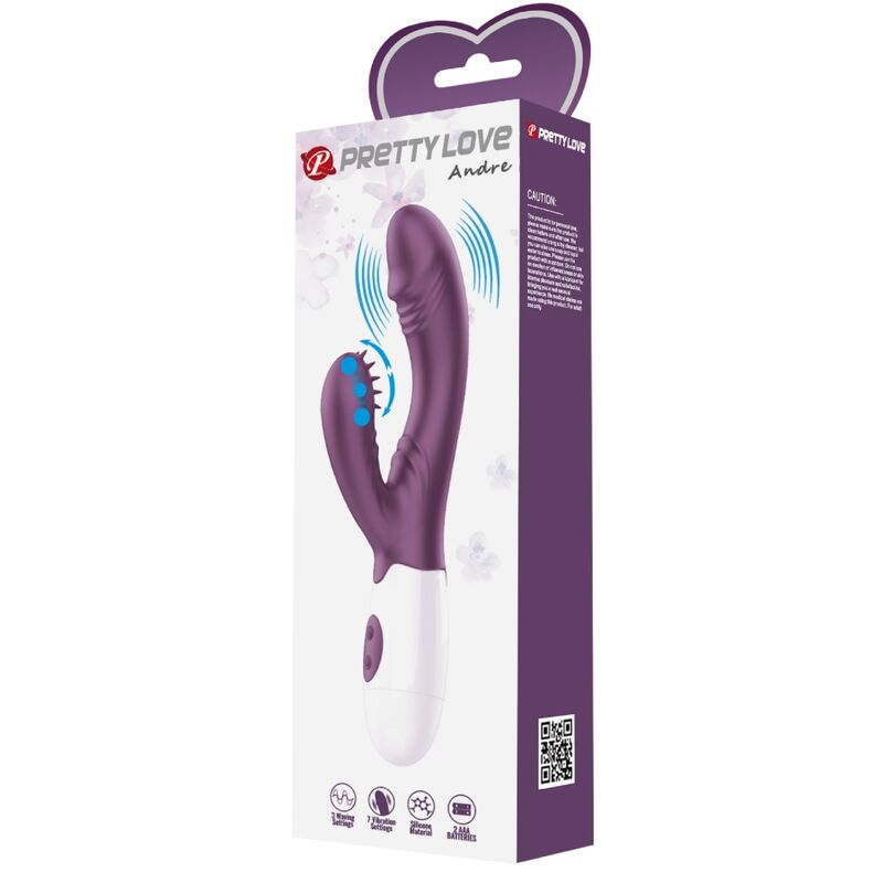 PRETTY LOVE - VIBRADOR ANDRE RABBIT Y ESTIMULADOR DEL PUNTO G MORADO