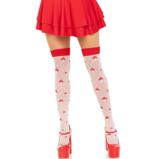 LEG AVENUE - CALCETINES ALTOS MUSHROOM ROJO/BLANCO