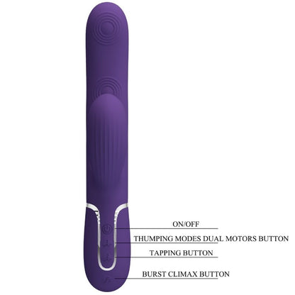 PRETTY LOVE - VIBRADOR PUNTO G PERLITA 3 EN 1 MULTIFUNCIÓN MORADO