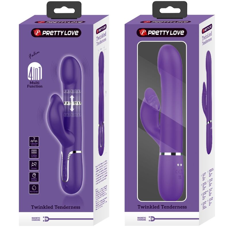 PRETTY LOVE - ZALIN RABBIT VIBRATOR PEARLS 4 IN 1 PURPLE