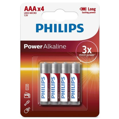 PHILIPS - PILAS ALCALINAS AAA LR03 PAQUETE DE 4