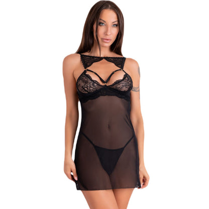 LIVCO CORSETTI FASHION - KROLINA LC 90734 CAMISETA + TANGA NEGRO S/M