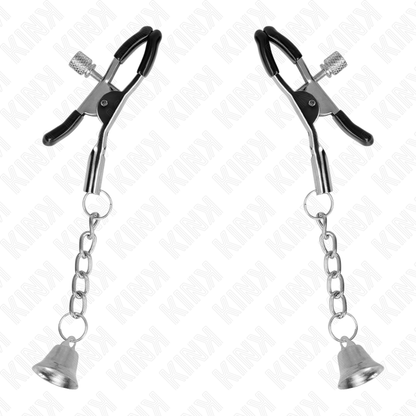 KINK - PINZAS PARA PEZONES CON COLGANTE CAMPANA DE PLATA DE 6 CM