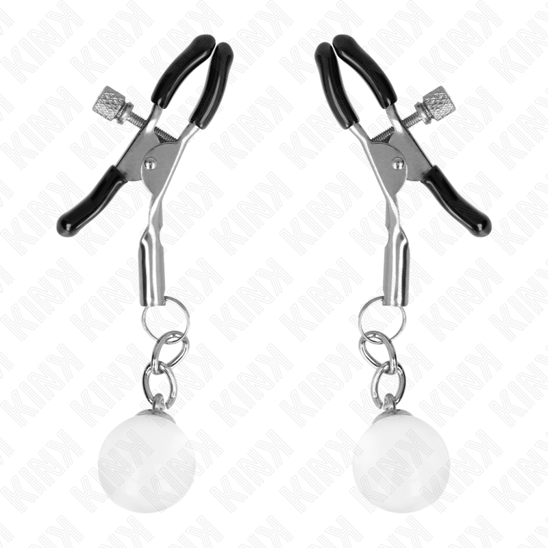 KINK - PINZAS PARA PEZONES CON CUENTAS DE VIDRIO PLATA 6 CM