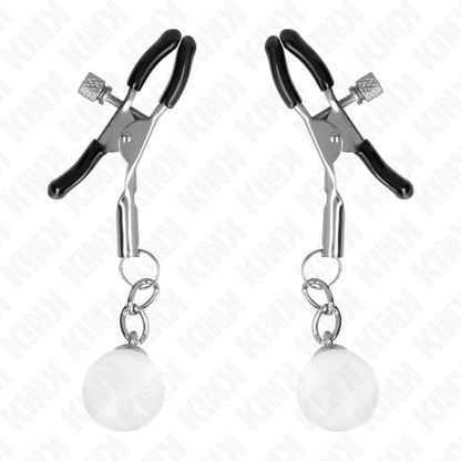 KINK - PINZAS PARA PEZONES CON CUENTAS DE VIDRIO PLATA 6 CM