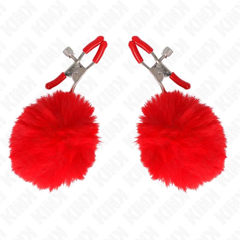 KINK - PINZA PARA PEZONES CON BOLA DE PIEL SINTÉTICA ROJA 6 CM