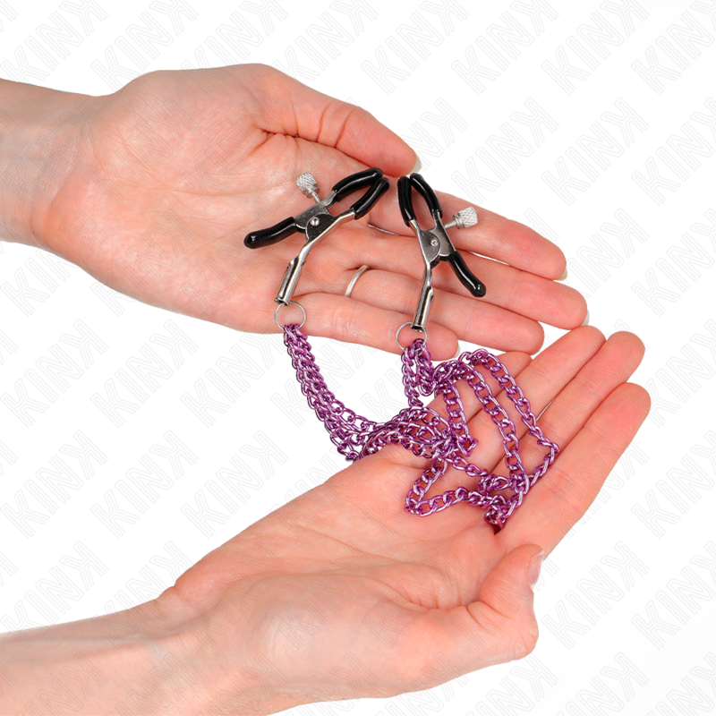 KINK - PINZAS PARA PEZONES CON 3 CADENAS MORADA 20/23/28 CM