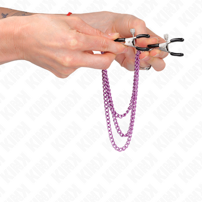 KINK - PINZAS PARA PEZONES CON 3 CADENAS MORADA 20/23/28 CM