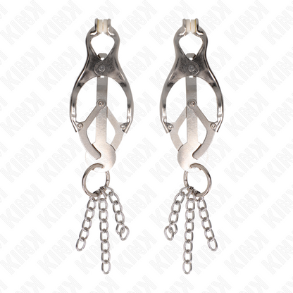 KINK - JAPANESE CLOVER NIPPLE CLAMPS WITH LITTLE CHAINS SILVER