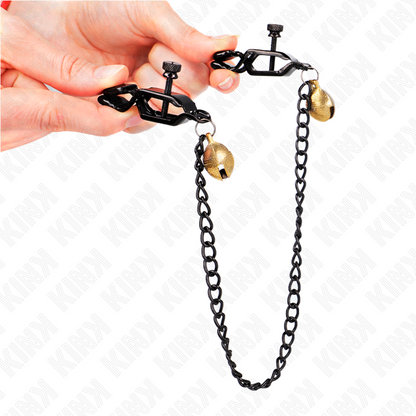 KINK - PINZAS PARA PEZONES CON CADENA PLANA Y CAMPANA PLATA 30 CM