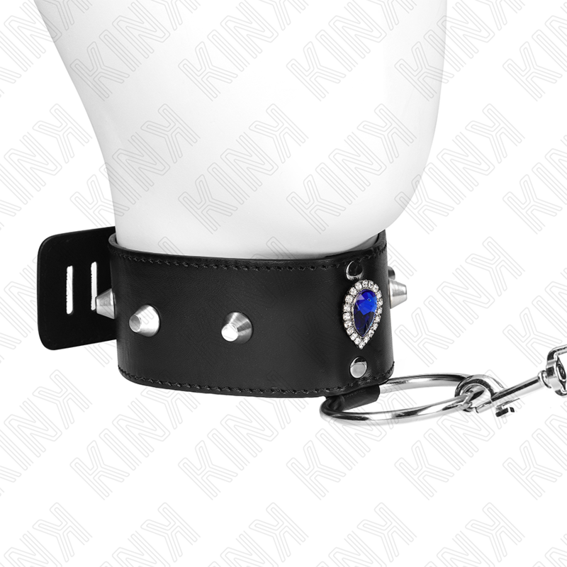 KINK - COLLAR 65 CM CON CORREA CON DIAMANTES AZULES AJUSTABLE 36-43 CM X 5 CM