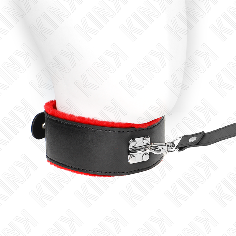 KINK - COLLAR CON CINTURÓN 116 CM CON CORREA DE CUERO ROJO AJUSTABLE 40-48 CM X 6 CM