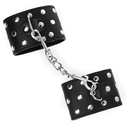 KINK - RESTRICCIONES PARA MUÑECAS CON CIERRE A PRESIÓN LLENO DE REMACHES NEGRO AJUSTABLE 19-24 CM X 5,5 CM