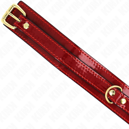 KINK - COLLAR AJUSTABLE ROJO VINO CON DETALLES DORADOS 29-42,5 CM X 4 CM