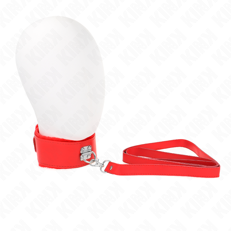 KINK - COLLAR CON CORREA 116 CM CON TAPONES PLATA MODELO 4 ROJO AJUSTABLE 40-48 CM X 6 CM