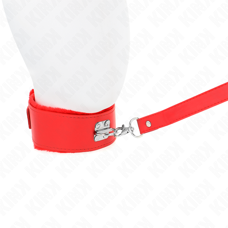 KINK - COLLAR CON CORREA 116 CM CON TAPONES PLATA MODELO 4 ROJO AJUSTABLE 40-48 CM X 6 CM