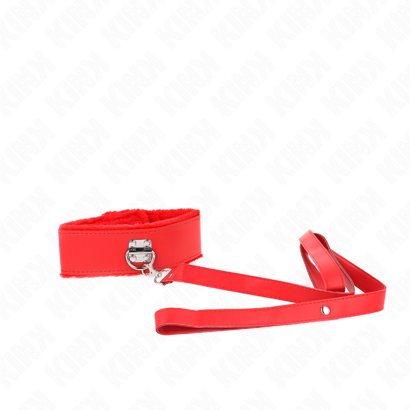 KINK - COLLAR CON CORREA 116 CM CON TAPONES PLATA MODELO 4 ROJO AJUSTABLE 40-48 CM X 6 CM