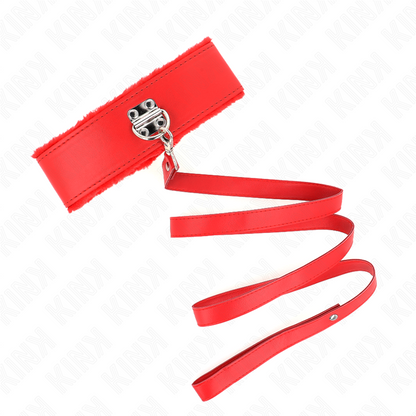 KINK - COLLAR CON CORREA 116 CM CON TAPONES PLATA MODELO 4 ROJO AJUSTABLE 40-48 CM X 6 CM