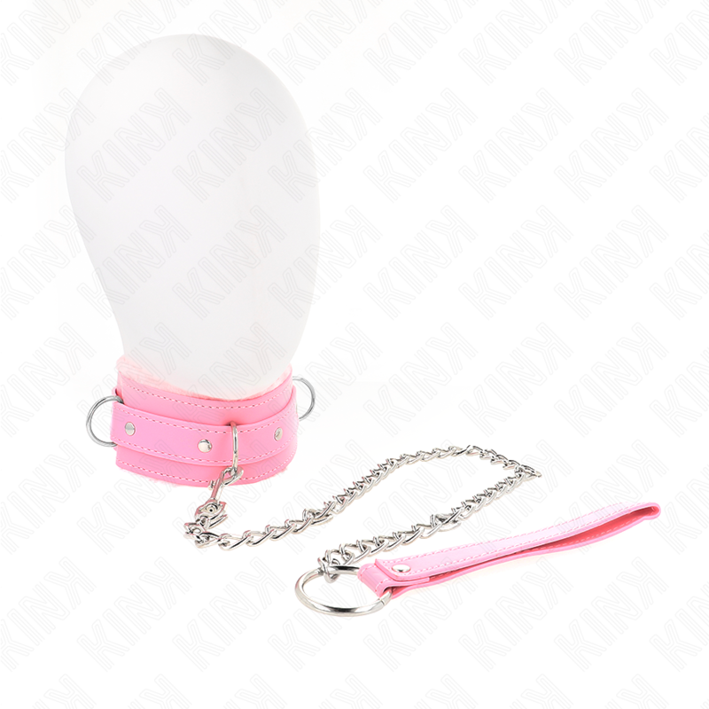 KINK - COLLAR WITH LEASH 65 CM WITH RESTRICTIONS PINK 36-42 CM X 5.5 CM