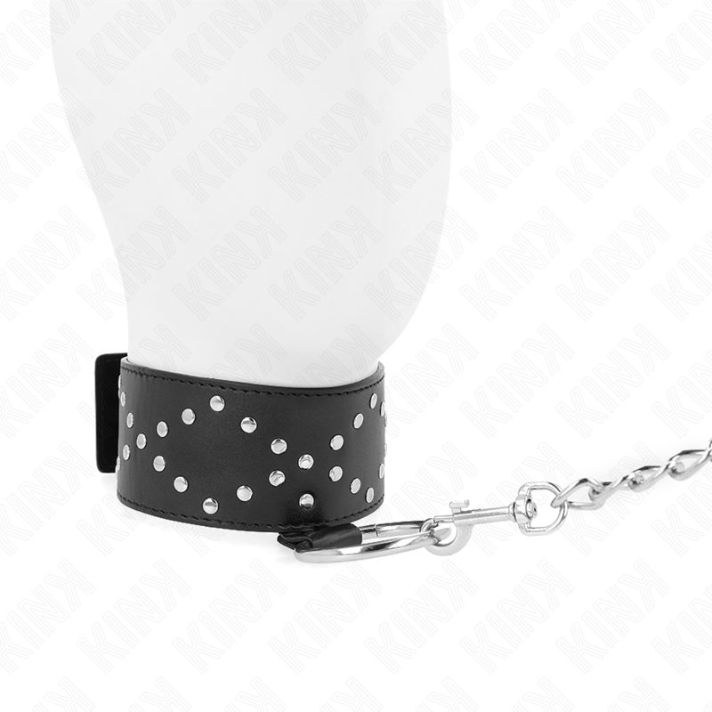 KINK - COLLAR 65 CM CON CORREA CON TAPONES PLATA MODELO 3 AJUSTABLE 36-43 CM X 5 CM