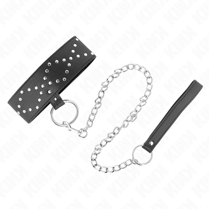 KINK - COLLAR 65 CM CON CORREA CON TAPONES PLATA MODELO 3 AJUSTABLE 36-43 CM X 5 CM