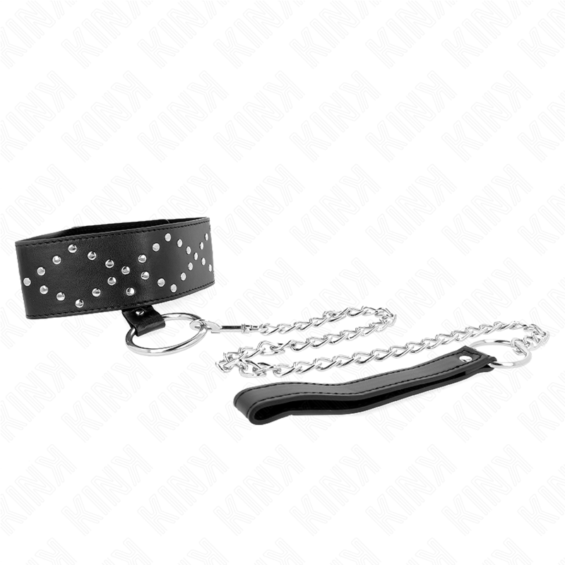 KINK - COLLAR 65 CM CON CORREA CON TAPONES PLATA MODELO 3 AJUSTABLE 36-43 CM X 5 CM