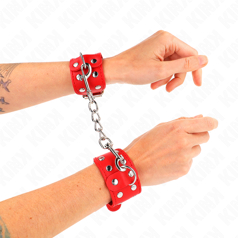 KINK - PULSERAS CON DOBLE LINEA DE TACHUELAS AJUSTABLES ROJAS