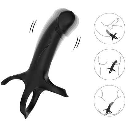 ARMONY - DILDO WITH RING & VIBRATOR BLACK