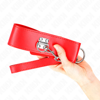 KINK - COLLAR CON CINTURÓN 65 CM CON CORREA ANCHA ROJA AJUSTABLE 33,5-41 CM X 5 CM