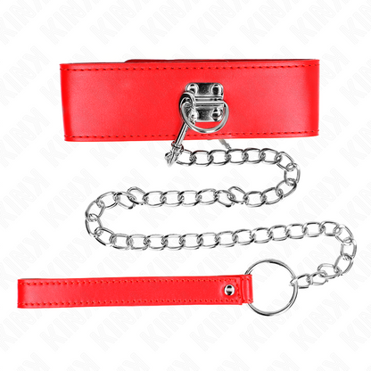 KINK - COLLAR CON CINTURÓN 65 CM CON CORREA ANCHA ROJA AJUSTABLE 33,5-41 CM X 5 CM