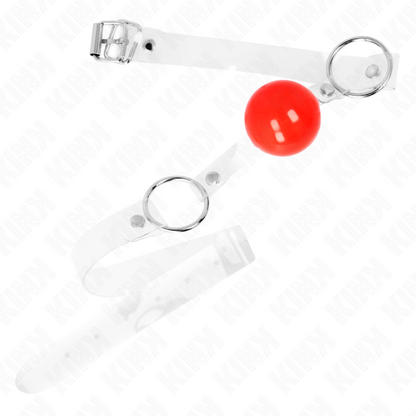 KINK - RED TRANSPARENT PVC BALL 4 CM GAG ADJUSTABLE