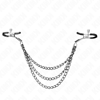 KINK - PINZAS PARA PEZONES CON 3 CADENAS NEGRAS 20/23/28 CM