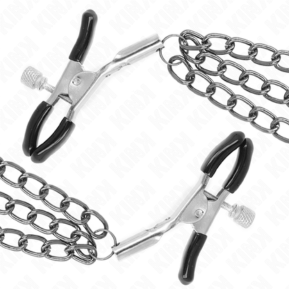 KINK - PINZAS PARA PEZONES CON 3 CADENAS NEGRAS 20/23/28 CM