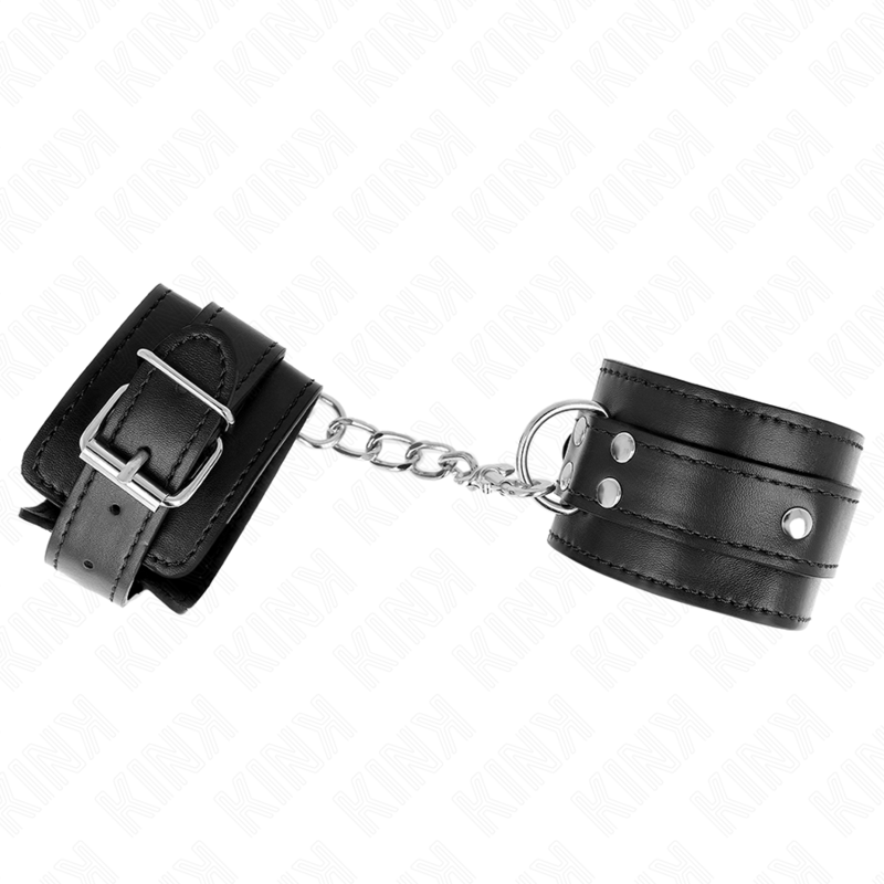 KINK - 3 ANILLOS PARA MUÑECAS AJUSTABLES CON ANILLO EN D NEGRO 17,5-25 CM X 6 CM