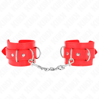 KINK - 3 ANILLOS PARA MUÑECAS AJUSTABLES CON ANILLO EN D ROJO 17,5-25 CM X 6 CM