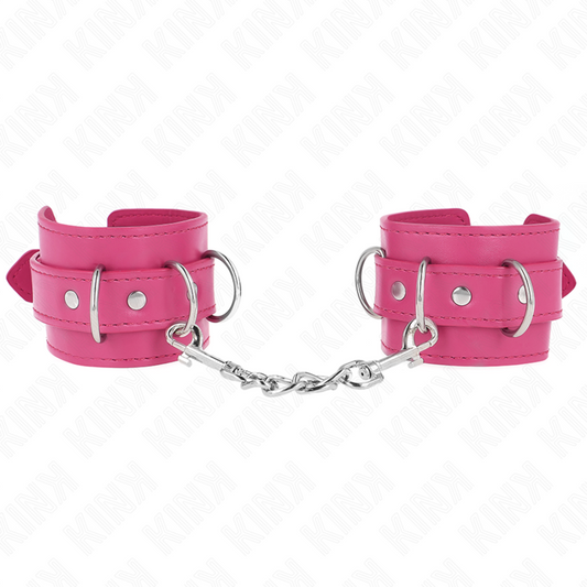 KINK - 3 ANILLOS PARA MUÑECAS AJUSTABLES CON ANILLO EN D COLOR ROSA 17,5-25 CM X 6 CM