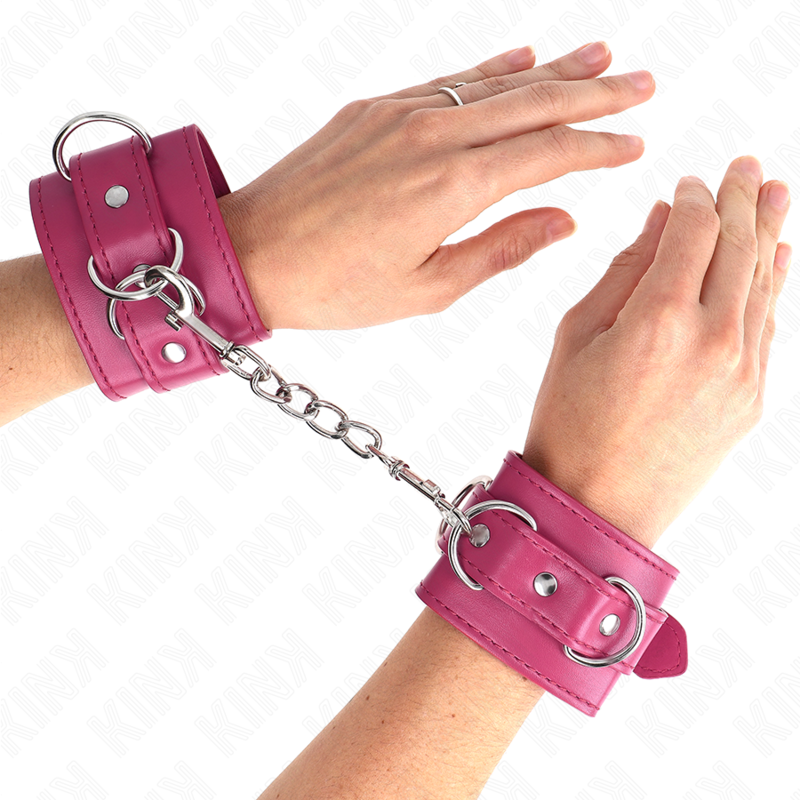 KINK - 3 ANILLOS PARA MUÑECAS AJUSTABLES CON ANILLO EN D COLOR ROSA 17,5-25 CM X 6 CM