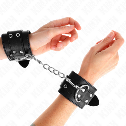 KINK - DOUBLE BUCKLE WRIST RESTRAINTS BLACK ADJUSTABLE 19-26 CM