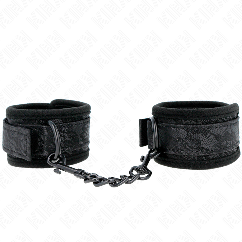 KINK - PUÑOS DE MUÑECA CUBIERTOS DE ENCAJE OSCURO NEOPRENO AJUSTABLE NEGRO 20-29 CM X 5 CM