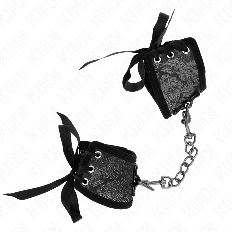 KINK - SCANDAL WRIST RESTRAINTS BLACK LACE DETAILS 24.5 CM X 6.5 CM