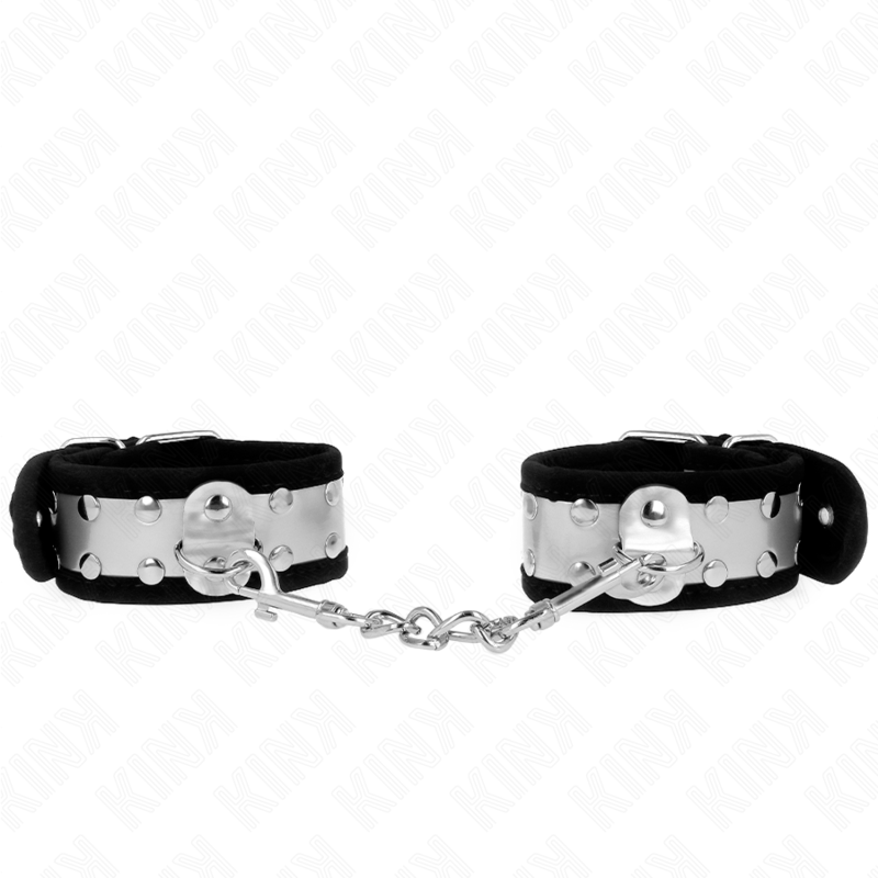 KINK - RESTRICCIONES DE MUÑECA DELGADAS NEGRAS/PLATA 30 X 4 CM