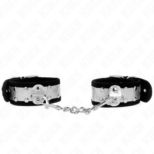 KINK - RESTRICCIONES DE MUÑECA DELGADAS NEGRAS/PLATA 30 X 4 CM